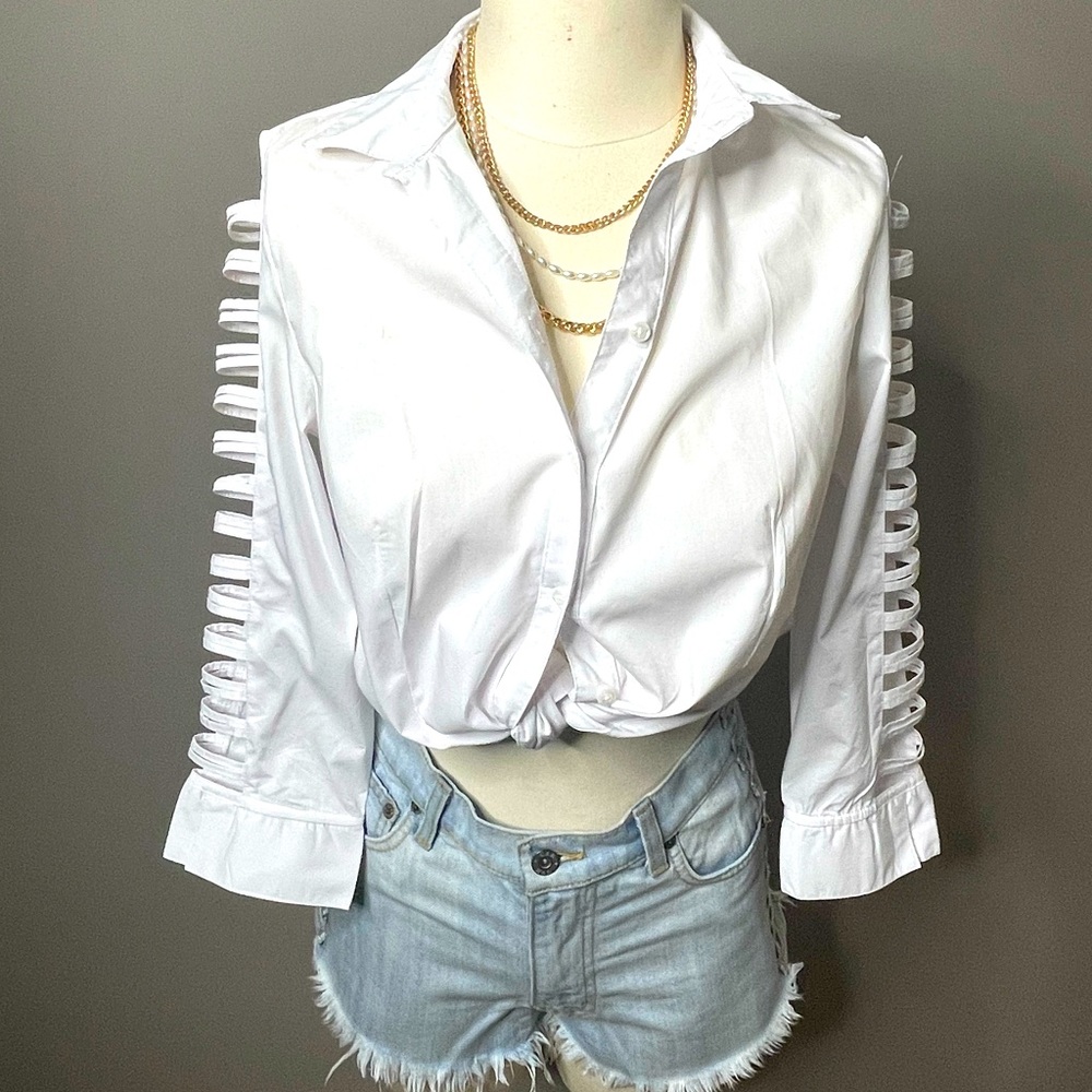 Carmar Distressed Side Cutout Denim Shorts